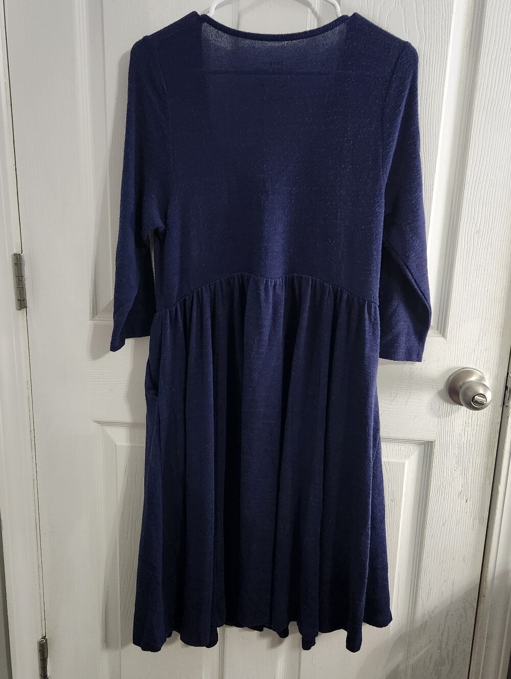 Torrid super soft plush 3/4 sleeve navy skater dress stretch pockets minimalist - Picture 9 of 11